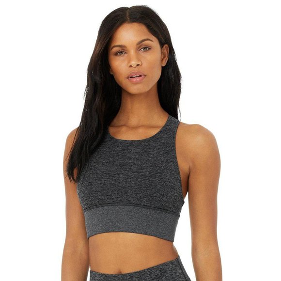 Alo Yoga Sports Alosoft Serenity Racerback Bra Dark Heather Green Size S-NWOT - Picture 1 of 5